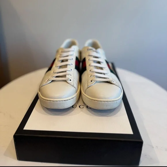 Women's Gucci Ace Embroidered White Leather Sneakers - Picture 5 of 8